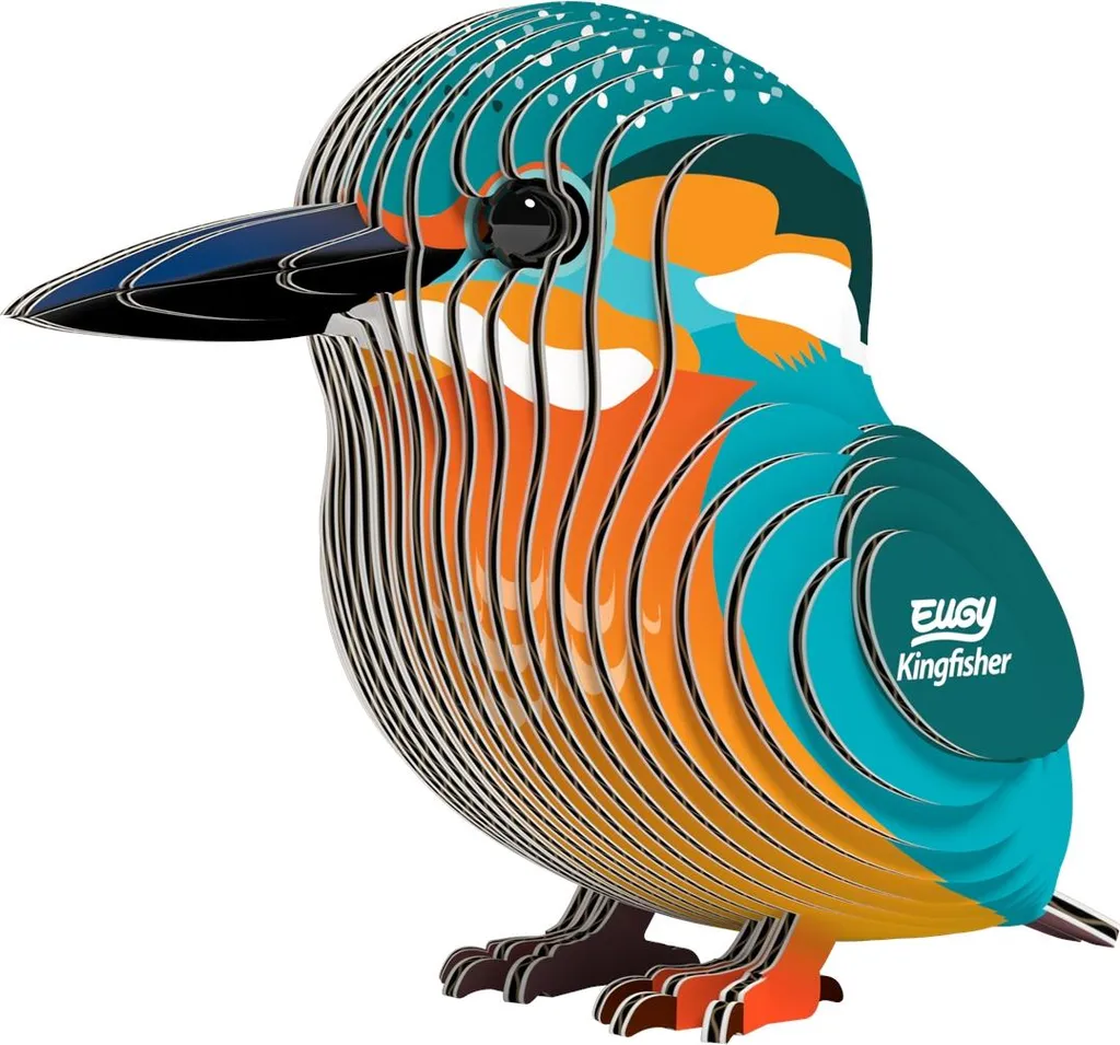 Figurine Martin-pêcheur 3D EUGY en Carton Biodégradable Ultra Durable