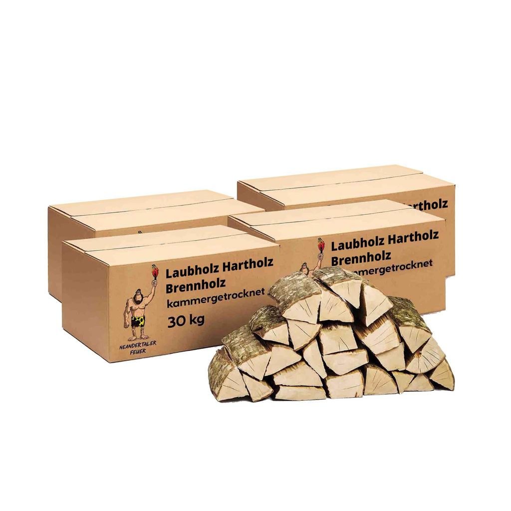 Neandertaler Feuer Brennholz Kaminholz Hartholz – Grillholz 25 cm 120 kg Feuerholz | Holz für Grill Kamin Smoker Ofen | Firewood Laubholz Holzkamin