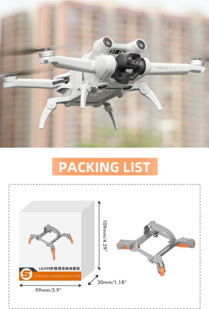 Fahrwerksbein kompatibel für DJI Mini 3 Pro, faltbare Drohnen-Höhenverlängerungsfüße, sicher