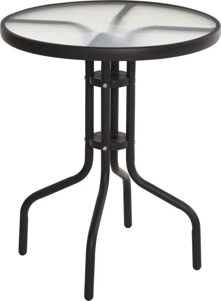 Table d'appoint RUND en métal et verre noir Ø 60 cm pour salon moderne
