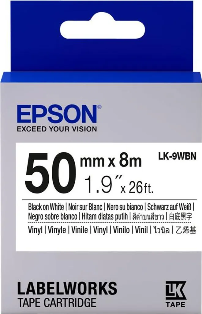 Nastro Epson LK-9WBN Bianco 50mm x 8m per Stampanti Industriali Epson