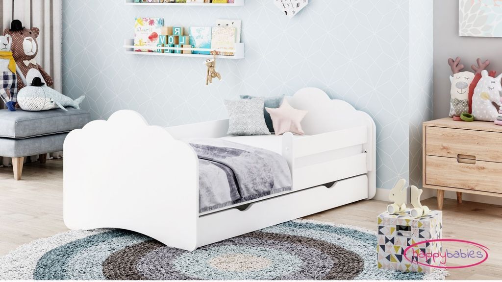 Happy Babies Kinderbett - Mit Matratze & Schublade und Rausfallschutz, 80x160, Mädchen Kinderbetten & Jugendbett Jungen Kids Bed