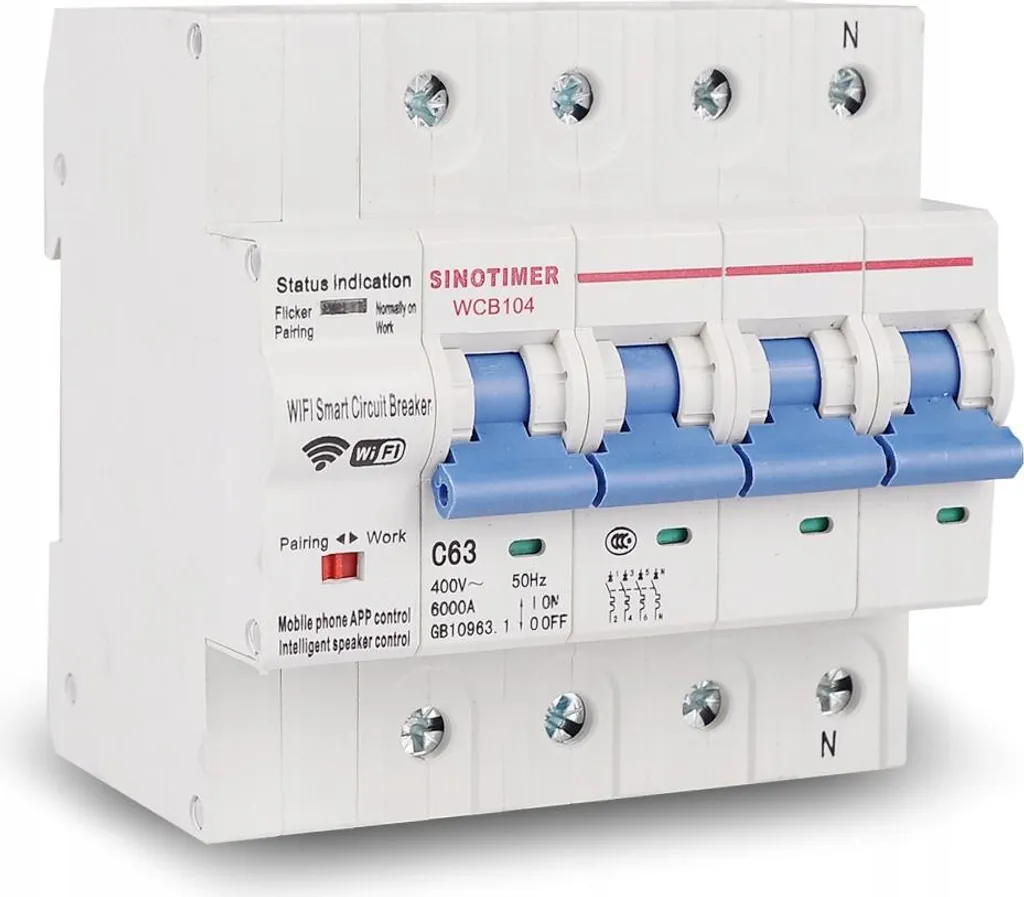 Disjoncteur WiFi 4P Intelligent avec Programmation et Mesure Énergie