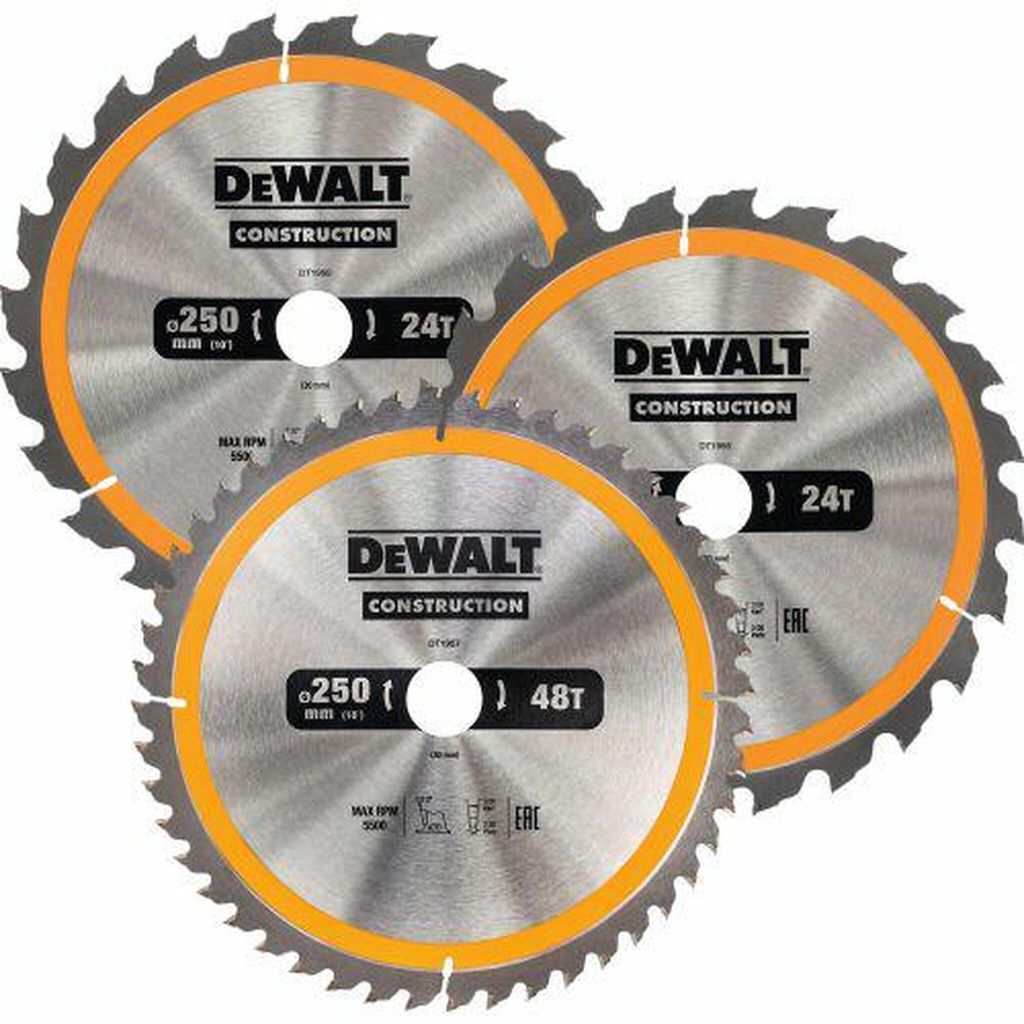 DEWALT Kreissägeblatt Set 3-teilig 250 mm Ø, 2x24Z, 1x48Z