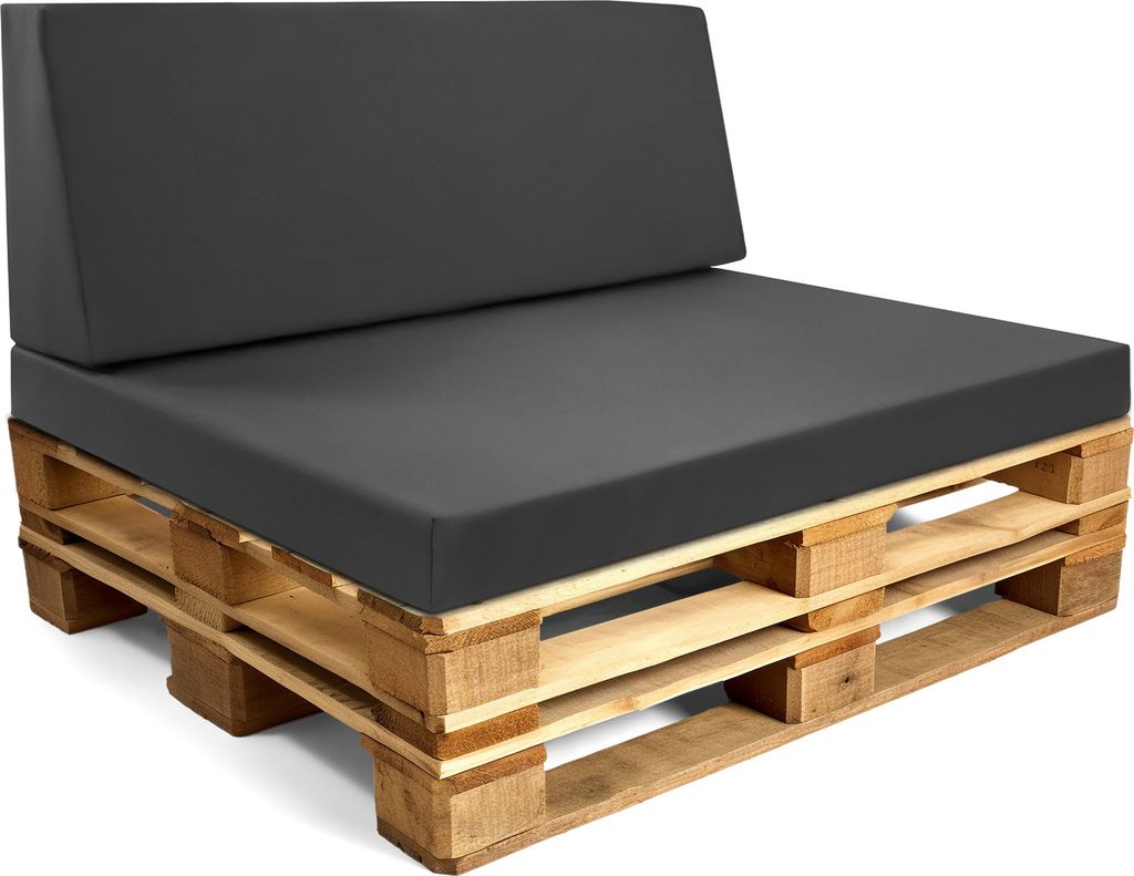 Palettenkissen Outdoor Schaumstoff Set: Sitzkissen 80x120 cm und Rückenkissen 40x120 cm mit Bezug - Sitzpolster für Paletten Europaletten und Pal...