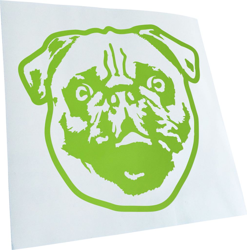 Kiwistar - Autoaufkleber - Pug Hund - Lindgrün - 24x22cm - Aufkleber für Auto, Laptop, Fahrrad, LKW, Motorrad mehrfarbig JDM Decal Racing