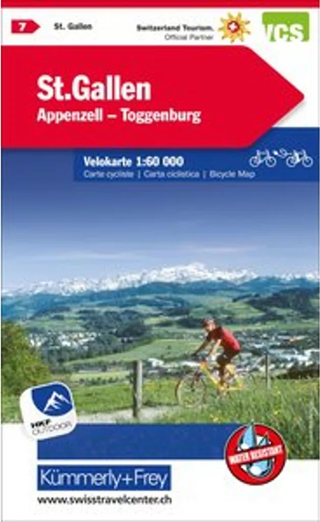 Carte cyclotourisme St. Gallen et Appenzell Toggenburg échelle 1:50k