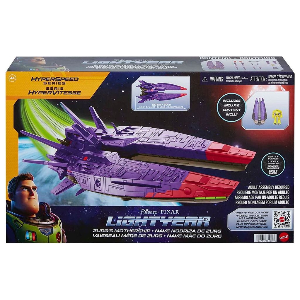 Mattel HJW47 - Disney Pixar Lightyear - Spielset - Zurgs Mutterschiff, Raumschiff inkl. Figur mit Licht und Sound