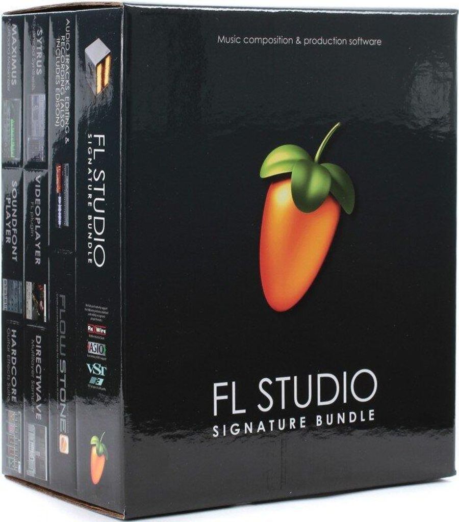 A product box for FL Studio 20 Signature Bundle music composition and production software.