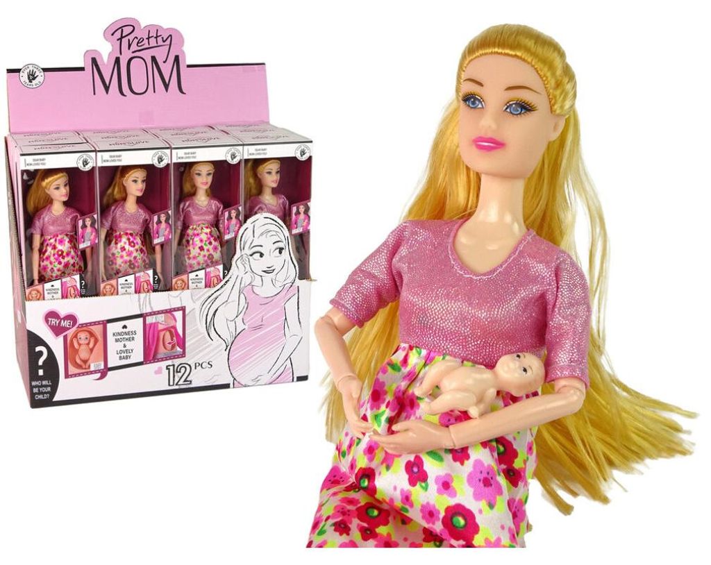 Leantoys Schwangere Babypuppe Rosa Kleid Blumen Produktbild 