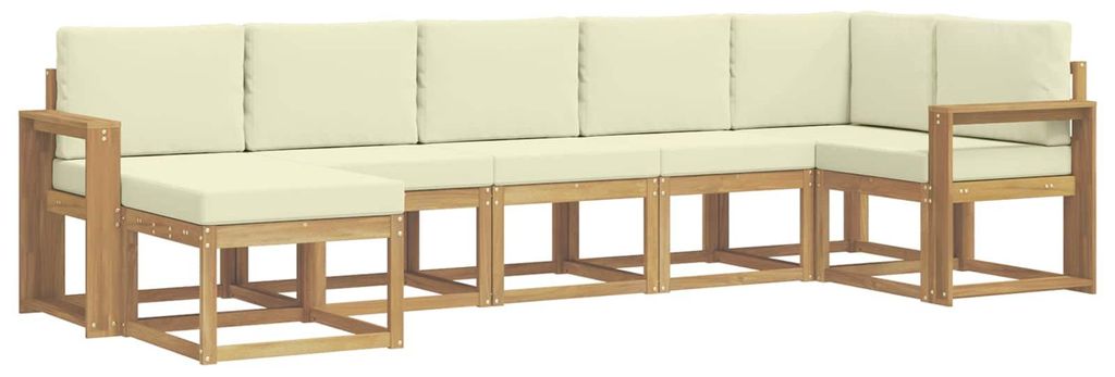 vidaXL Outdoor-Sofagarnitur mit Kissen 7 pcs Weiß und Creme Polyester