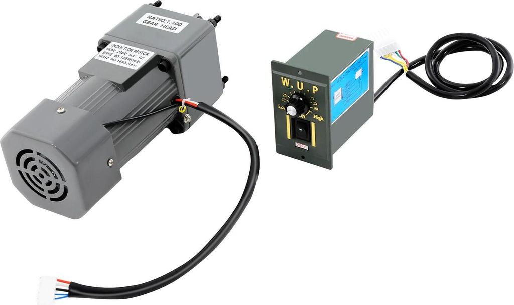 Getriebemotor mit Drehzahlregler - AC 220V 90W - Untersetzung 100K - Geschwindigkeit Einstellbar - Weiß