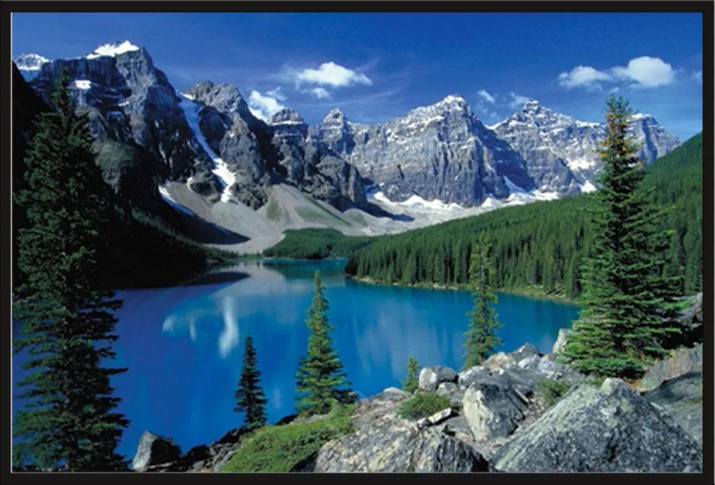 Tableau Paysage Canada Moraine Lake II pour Salon avec Cadre Noir Pro