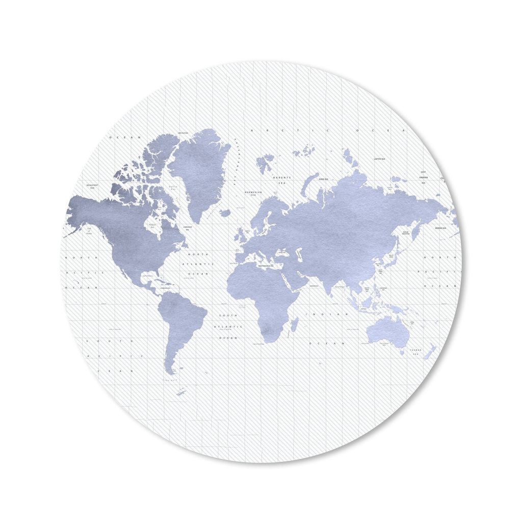 MuchoWow Mauspad Mousepad Weltkarte - Blau - Aquarell 40x40 cm - Mousepads - Maus Mat - Pad - Mausunterlage - Schreibtisch Accessoires