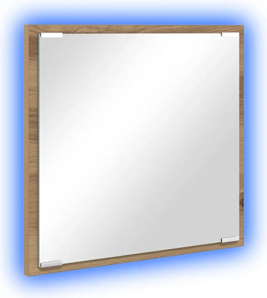 vidaXL Specchio da bagno a LED Rovere artigianale 40 x 37 x 8,5 cm