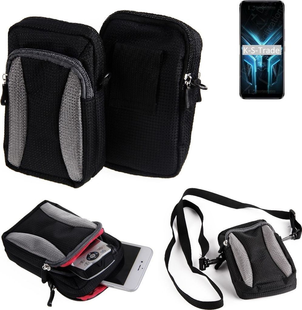 K-S-Trade Holster Schutz Hülle kompatibel mit ZTE Blade V2020 5G Handy Hülle Gürteltasche Umhängetasche mit Zusatzfach schwarz
