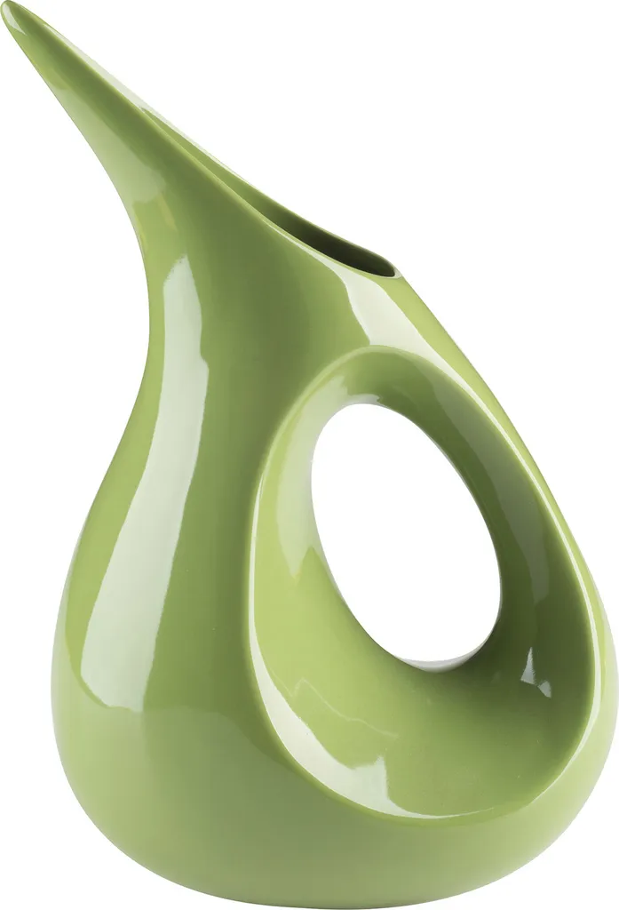 Vase vert stable 30cm anti-basculement - Pichet déco pour grands bouquets