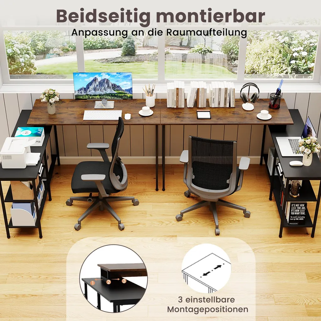 Bureau d'angle compact gain de place avec étagères pour studio et chambre