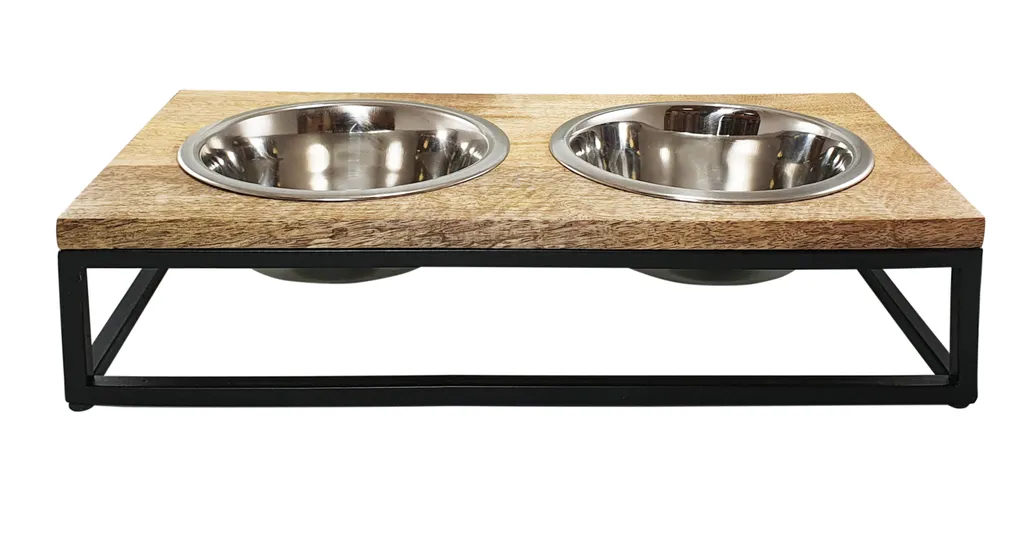Nobby Elegant Diner: Portaciotole in Legno di Mango per Cani di Taglia Media