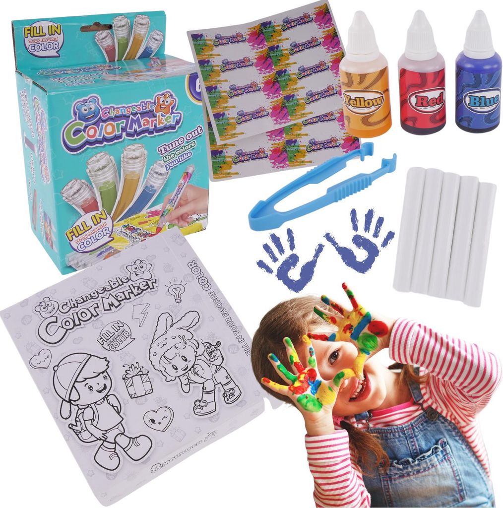 Kreatives Kunstset zum Lernen von Farben, Malen, Aquarellen und Markern