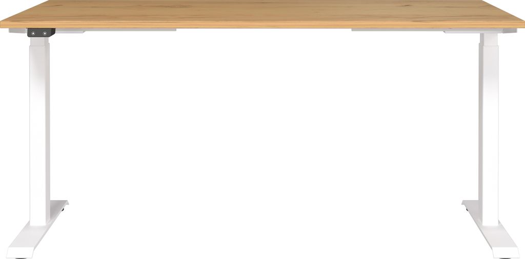 GERMANIA JET höhenverstellbarer Schreibtisch navarra-eiche rechteckig, T-Fuß-Gestell weiß 160,0 x 80,0 cm