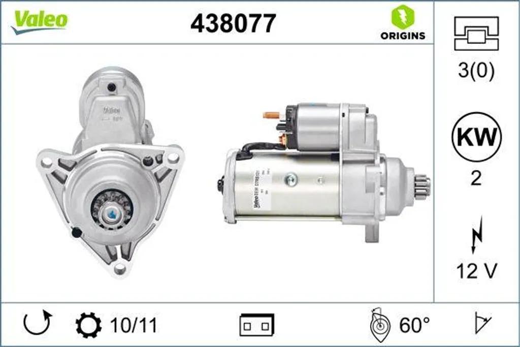 Démarreur moteur Valeo pour Volkswagen T4 Transporter IV et California T4