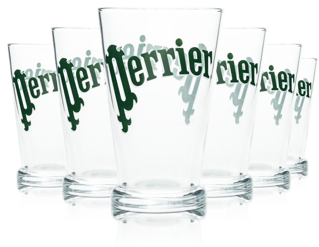 6x Perrier Wasser Glas Longdrink 0,3l Retro Sammler Selten Produktbild 