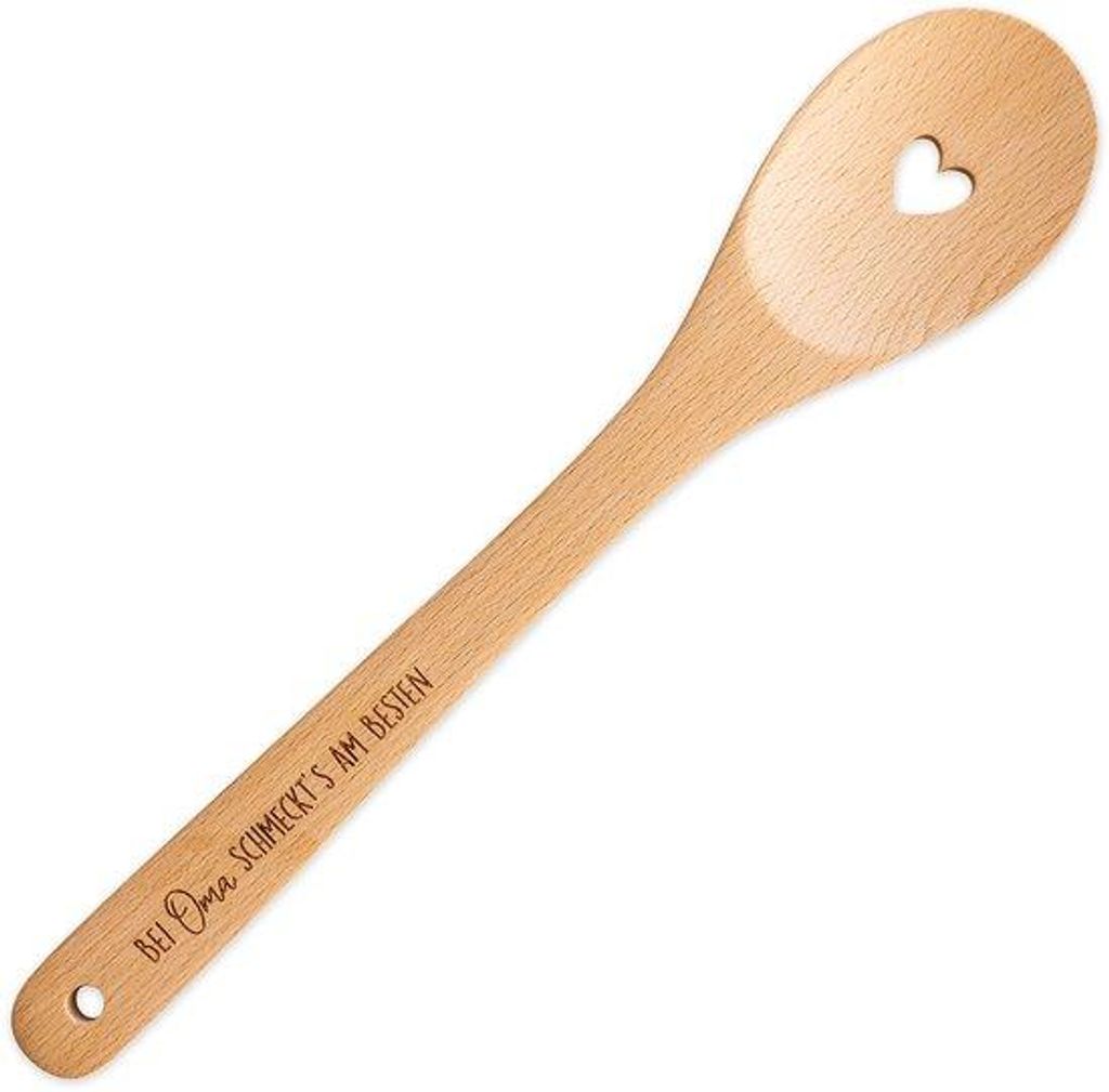 Papieren houten lepel mit Herz für Muttertag - mit Gravur "Bei Oma schmeckt es am besten" - außergewöhnliches Muttertaggeschenk -