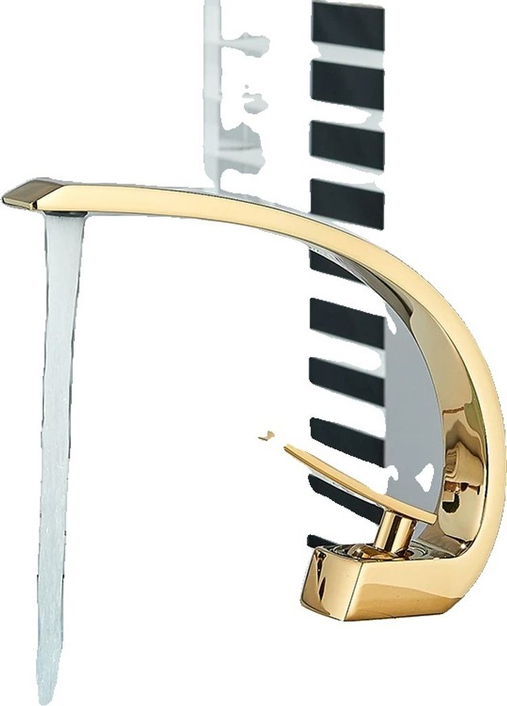 Messing Badezimmerarmatur, elegantes zeitgenössisches Design, einfache Bedienung mit einem Hebel, Gold A