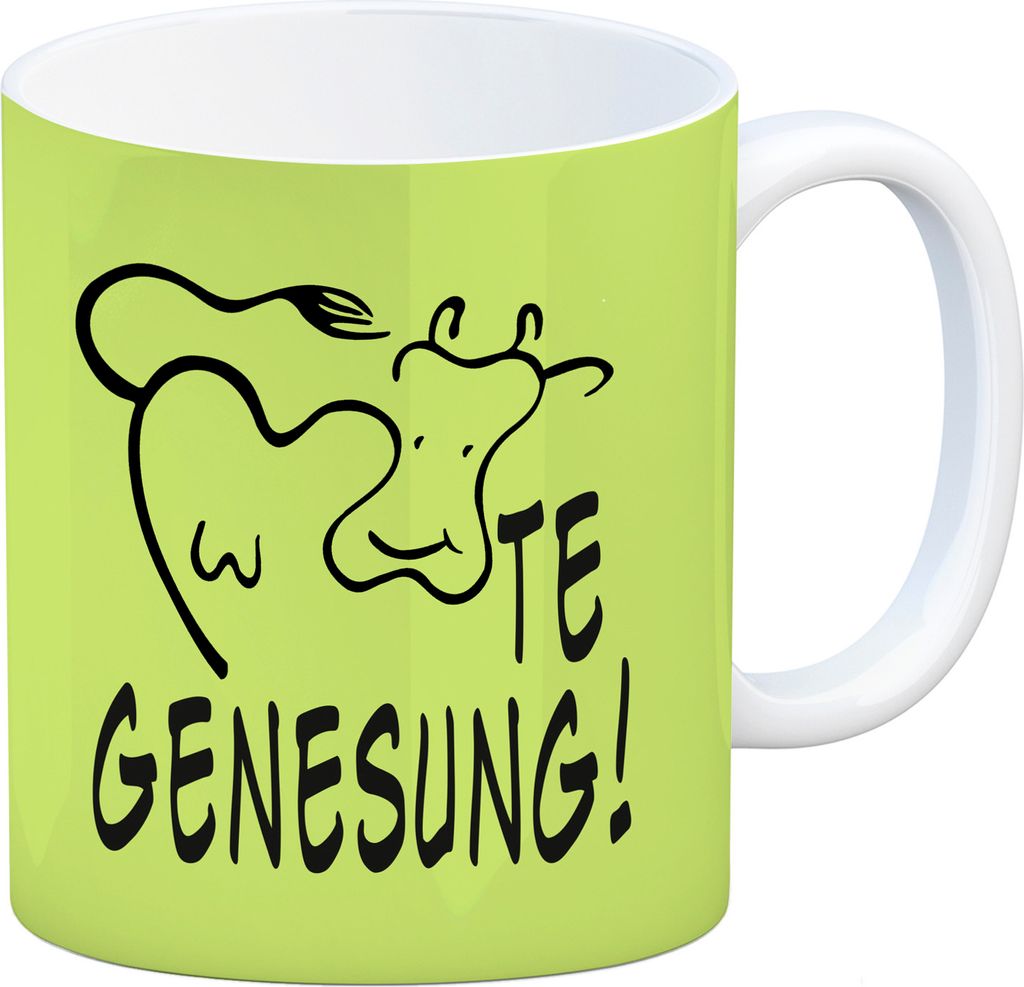 KUHte Genesung Kaffeebecher mit Kuh Motiv in grün
