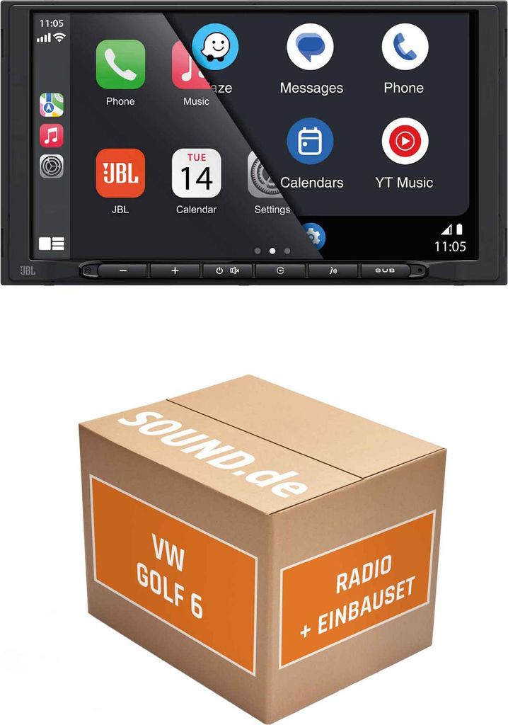 Autoradio Einbaupaket JBL Legend 700D passend für Golf VI + Dynaudio, Rückfahrkamera, Linien statisch | CarPlay Wireless Android Auto Wireless