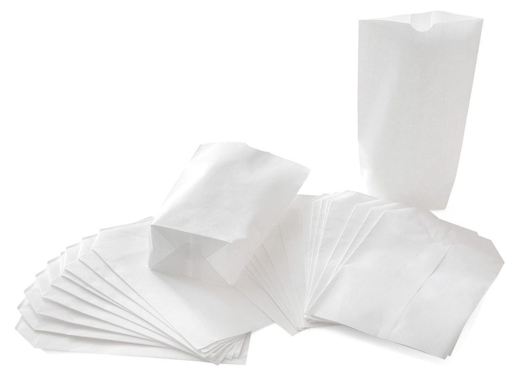 10 Stück weiße Kreuzbodenbeutel Geschenktüten Papiertüte Papier-Beutel 16,5 x 26 x 6,6 cm Tüten Kraftpapier 1a-QUALITÄT Verpackung Gastgesche...