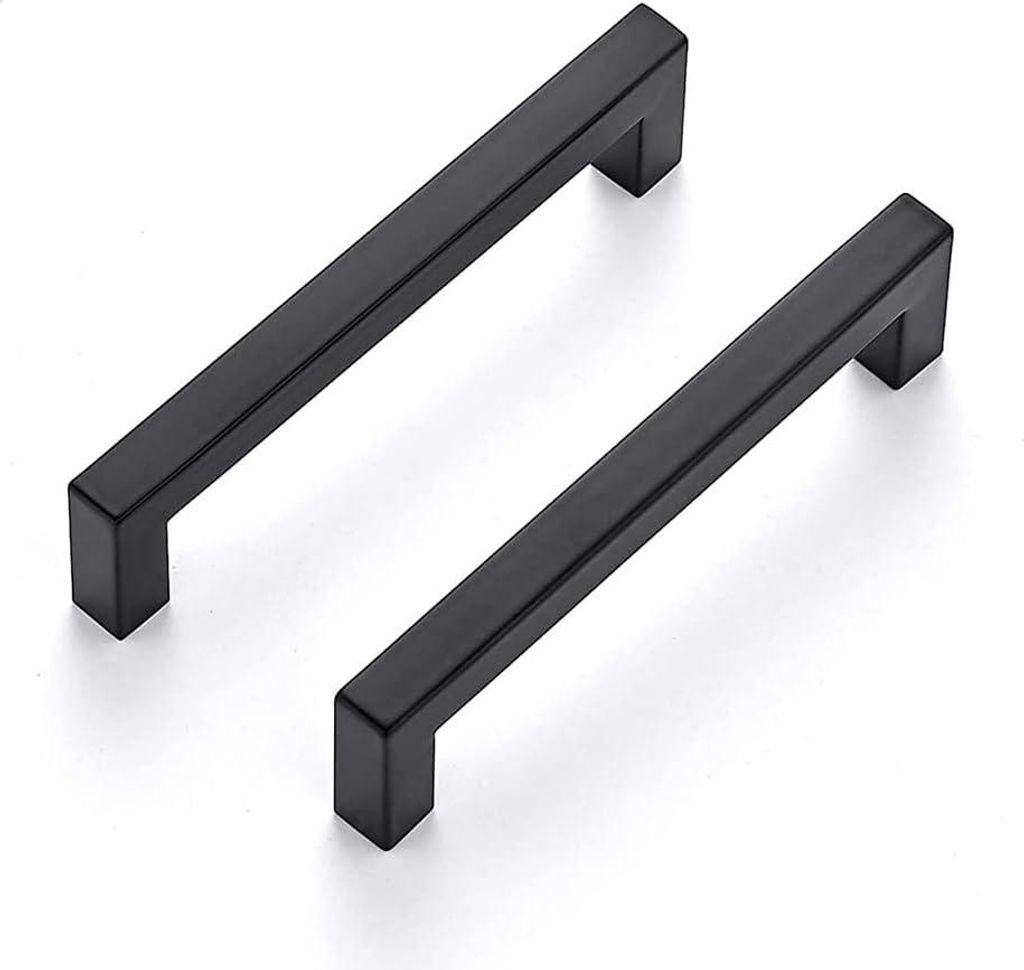 Modische rostfreie quadratische Handgriffe für Küchenschränke - wiederverwendbar und trendy - 192 mm - Set von 10 - schwarz