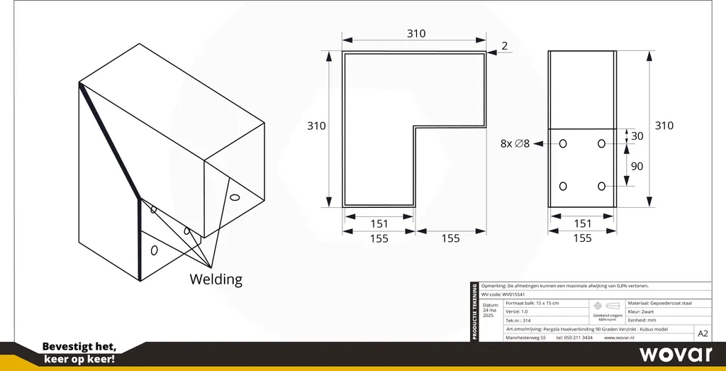 Raccord angle pergola 15x15 cm cube : fini les assemblages difficiles