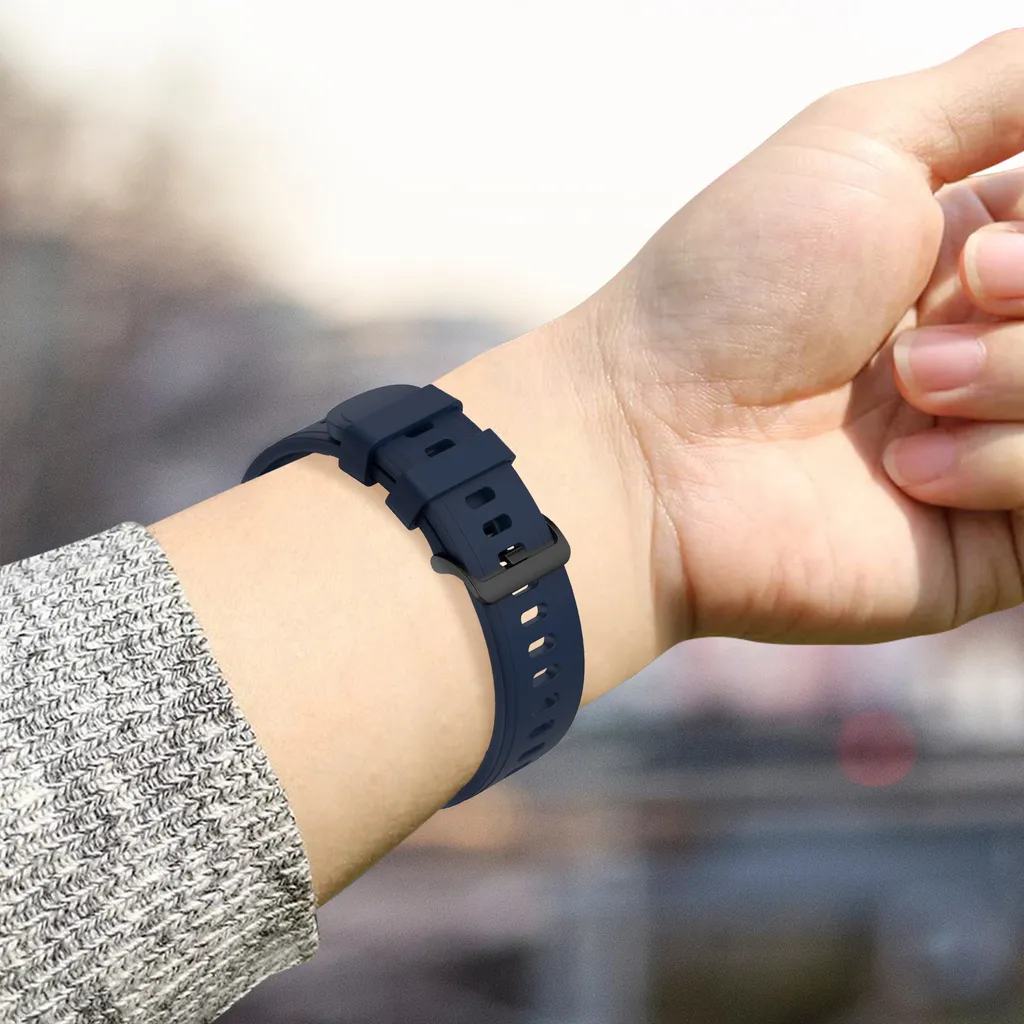 Cinturino Silicone per Xiaomi Watch S1 Active e Color 2 Nero/Blu - 5