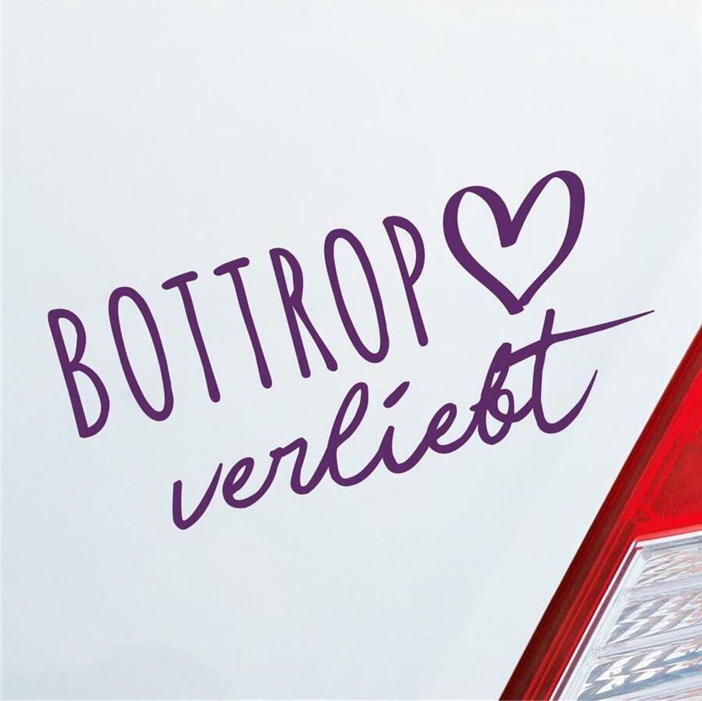 Auto Aufkleber Bottrop verliebt Herz Stadt Heimat Liebe Car 19x9 cm Lila Sticker Heckscheibenaufkleber