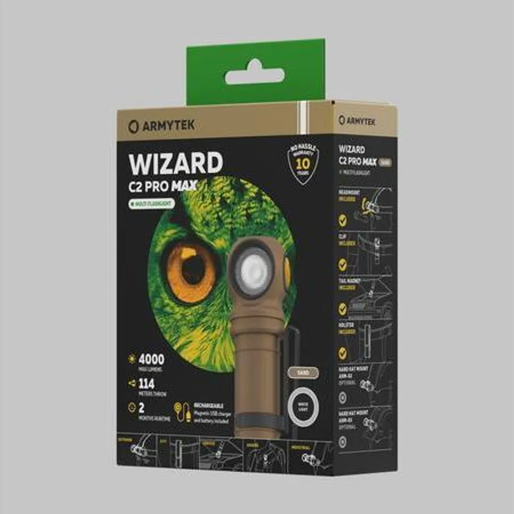 Armytek Wizard C2 Pro Max Lampe Frontale Antichoc Étanche Couleur Sable - 4