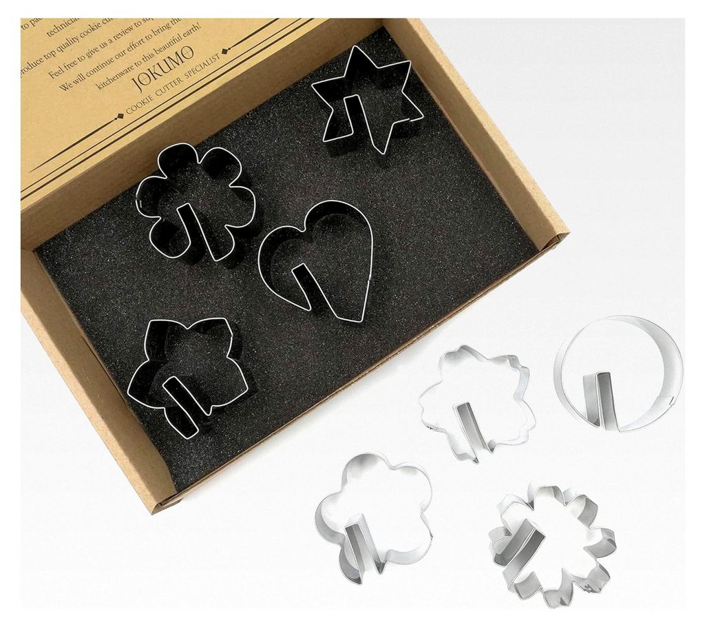 Keks Ausstechformen Set für Tassenrand - 8 Stück aus hochwertigem 430 Grad Edelstahl - Hexagramm, Kreis, Herz und 5 Blumenvariationen