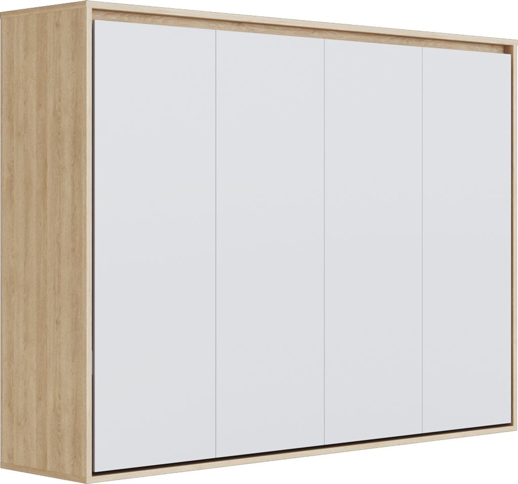 Schrankbett SMARTBett 140x200 - Horizontal mit Polsterrahmen (M2, 55 cm Tiefe) Kaiser Eiche