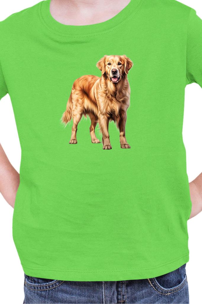 Kinder T-Shirt Dogs Breeds Golden Retriever Dog Breed 007, 12-13 Jahr - 152 / Lime