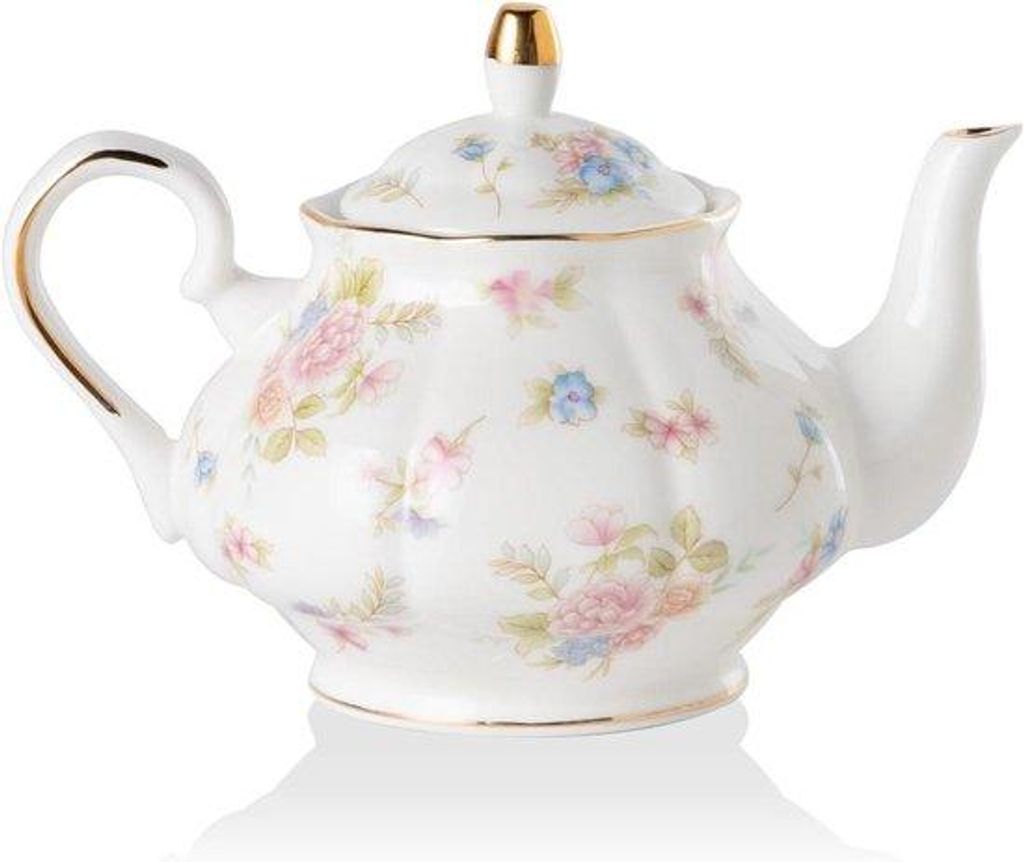 Porzellan Kaffeebecher - Lose Tee Zerlegen - Handgefertigter Goldrand - 800 ml - Kleiner Blumenmotiv