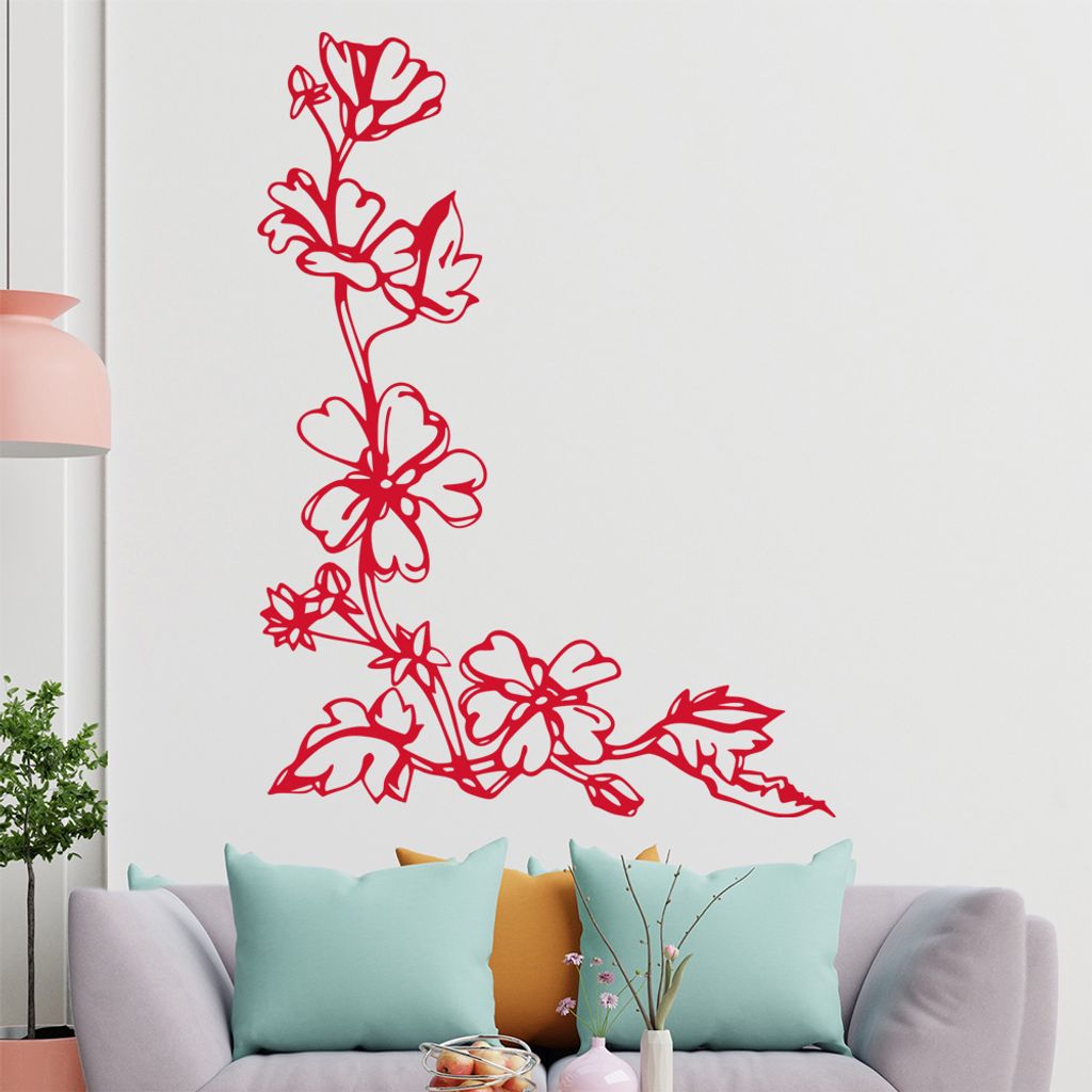 Blumen - Ranken Wandtattoo in 6 Größen - Wandaufkleber Wall Sticker - Dekoration, Küche, Wohnzimmer, Schlafzimmer, Badezimmer