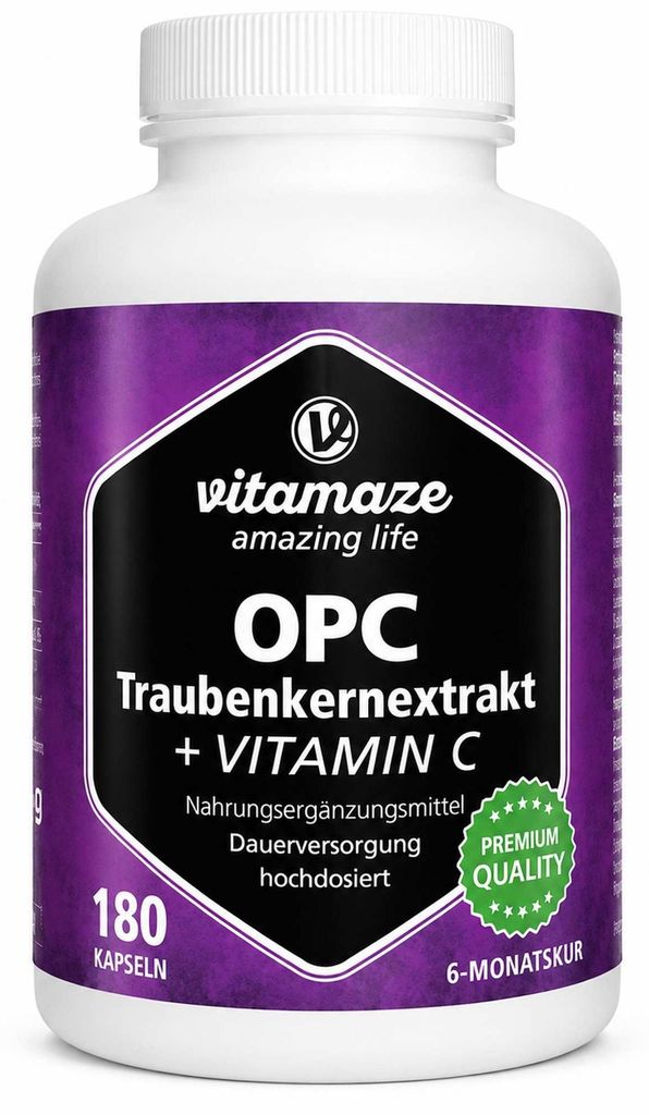 Vitamaze OPC TRAUBENKERNEXTRAKT hochdosiert+Vitamin C Kaps. Produktbild 