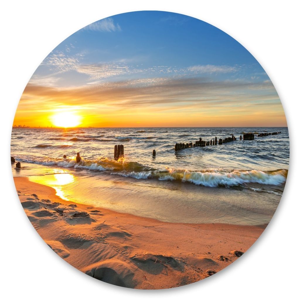 Sticker Kreis SONNENUNTERGANG Strand Sand Meer Himmel Natur Produktbild 