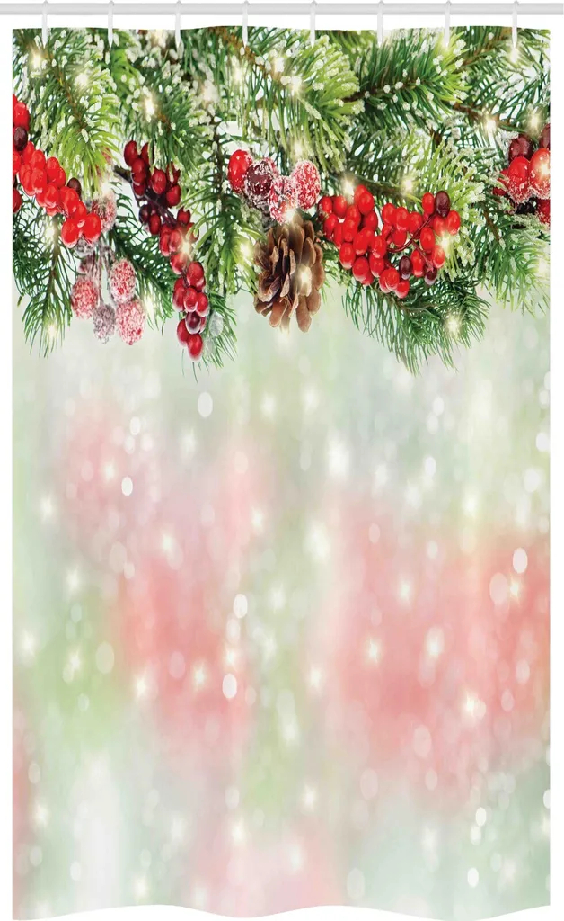 ABAKUHAUS Tenda Doccia Natale 120x180 cm Agrifoglio e Rami Verdi