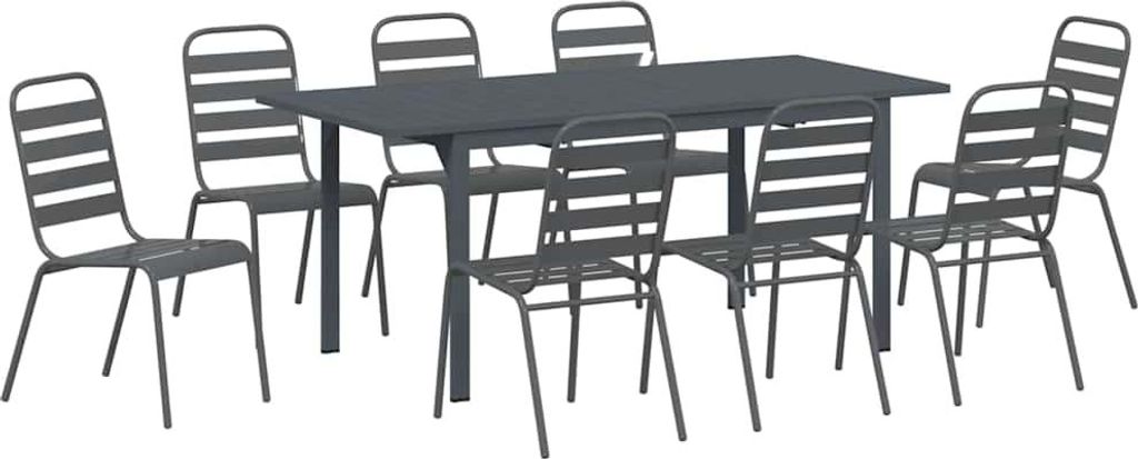 vidaXL Garten Essgruppe 9 pcs Anthrazit Pulverbeschichteter Stahl