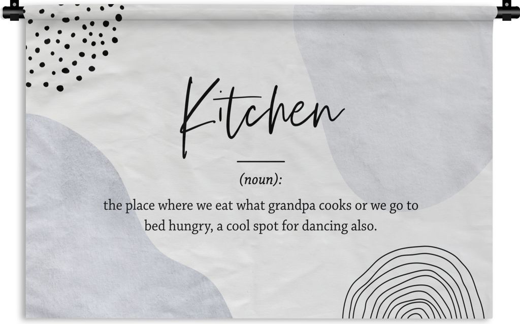 MuchoWow Wandteppich Wandbehang Sprichwörter - Zitate - Küche - Definition Küche - Wörterbuch 150x100 cm Tapisserie Dekoration Wandtuch - Was...