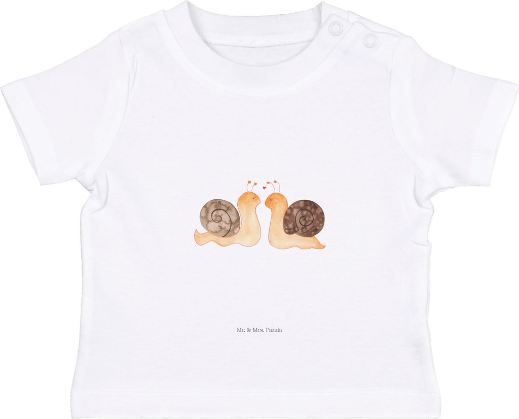 Mr. & Mrs. Panda Babyshirt Schnecken Liebe 6. - 12. Monat - Weiß - Geschenk, Baby Shirt, Freundin, T-Shirt, Paar, Verliebt, Baumwolle, glücklich,...