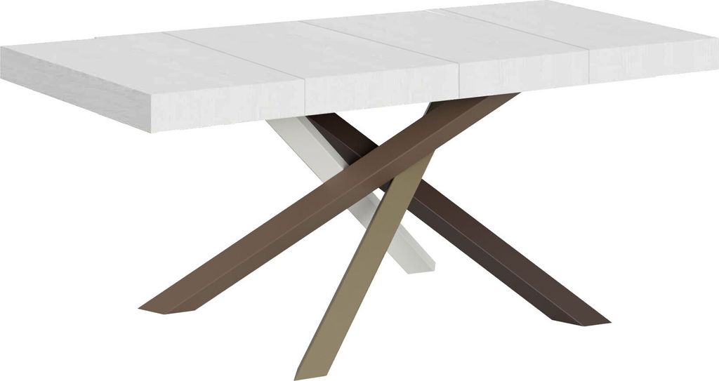 Ausziehbarer Tisch 90x120/224 cm Volantis Premium Weiß Esche Gestell 4/C