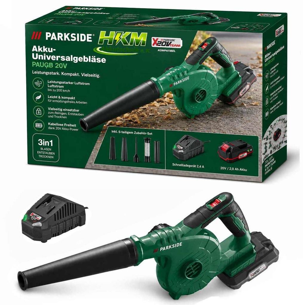PARKSIDE 20 V Akku-Universalgebläser PAUGB, Laubbkäser mit Produktbild 